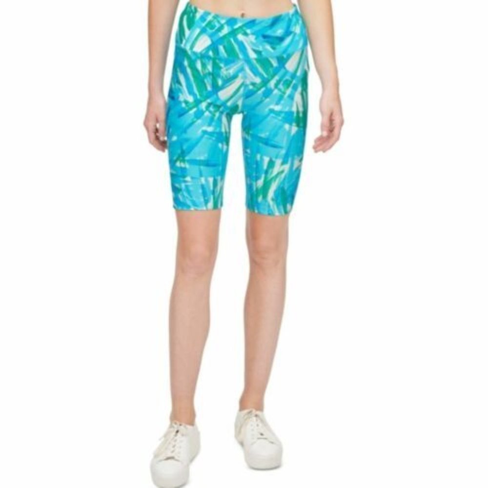 𝅺women's Printed High-Waist Bike Shorts Dry Brush Seascape Combo S